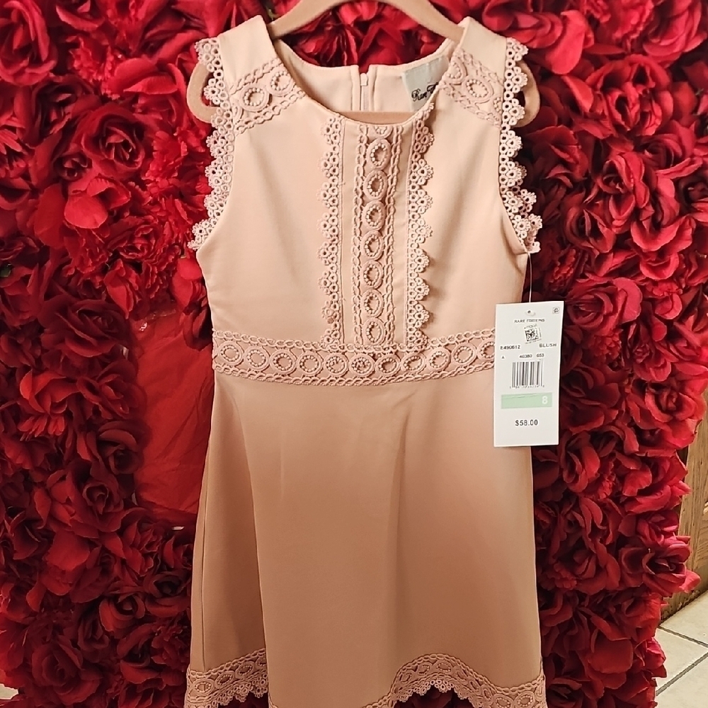 Rare Editions NWT Girls Elegant Pink Lace Kids Dress Size 8